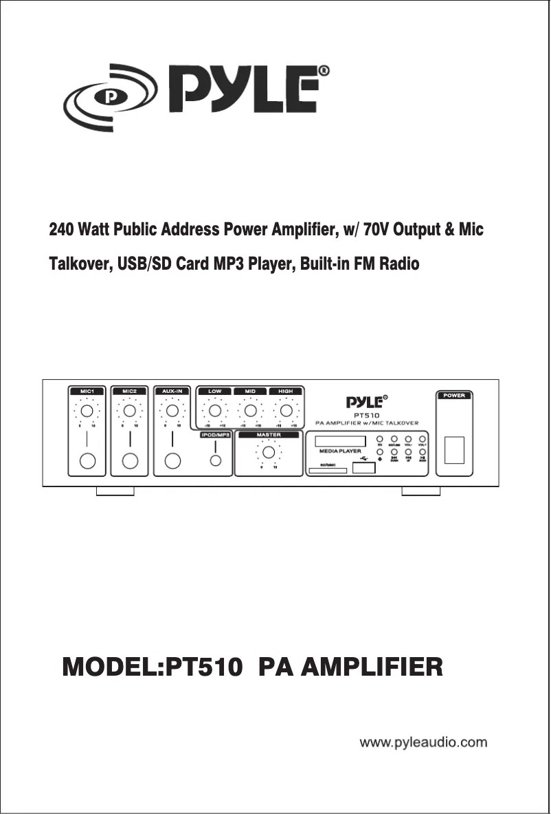 Page n°1 - Manuel utilisateur Pyle PT510