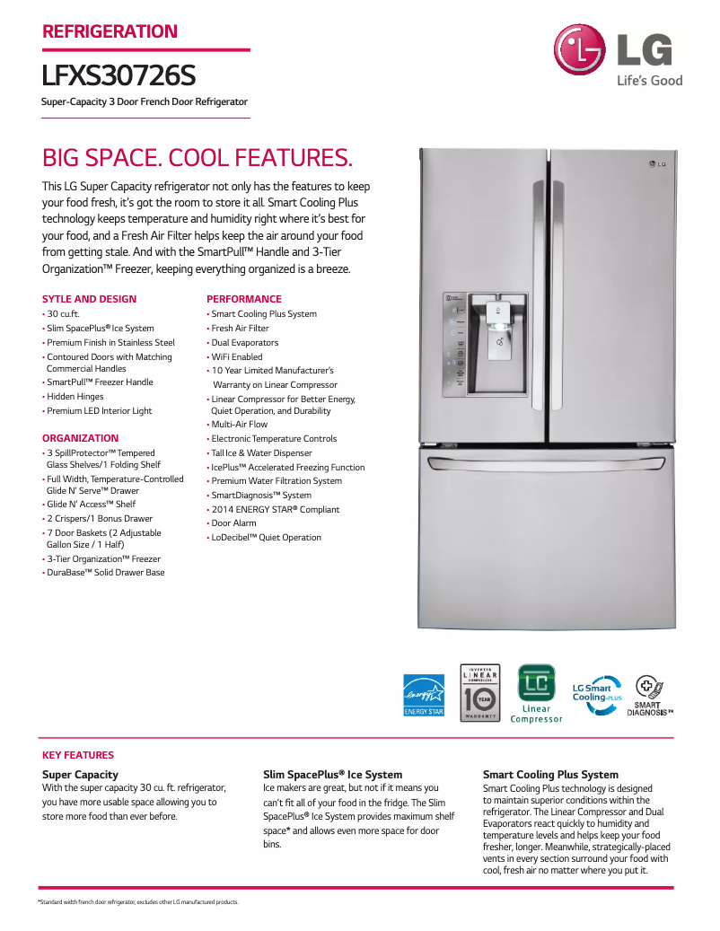 Página 1 del manual Ficha técnica LG LFXS30726