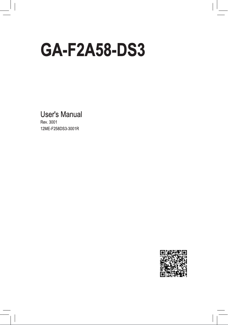 Page 1 de la notice Manuel utilisateur Gigabyte GA-F2A58-DS3