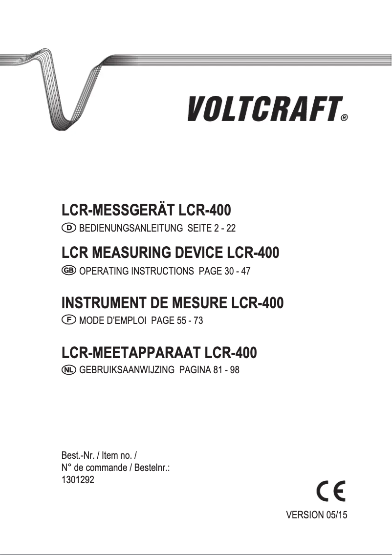 Page 1 de la notice Manuel utilisateur Voltcraft LCR-400