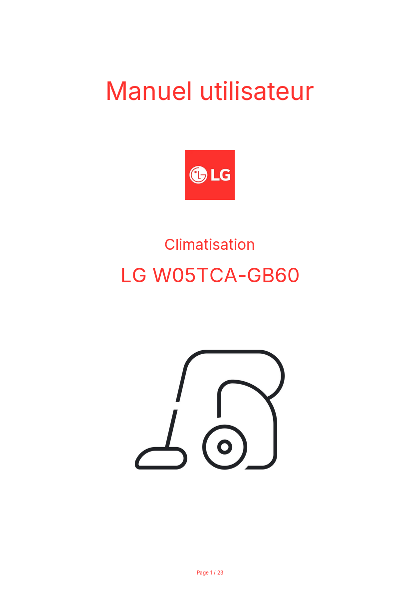 Page n°1 - Manuel utilisateur LG W05TCA-GB60