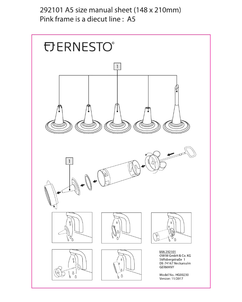 Page 1 de la notice Manuel utilisateur Ernesto HG00230