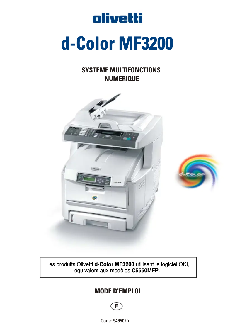 Page 1 de la notice Manuel utilisateur Olivetti d-Color MF3200