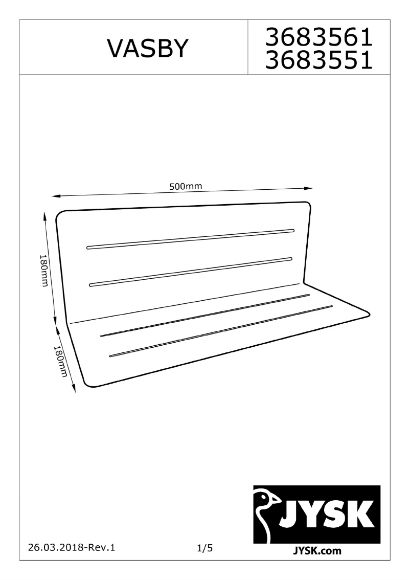 Page 1 of the manual User Manual JYSK Vasby (50x18x18)
