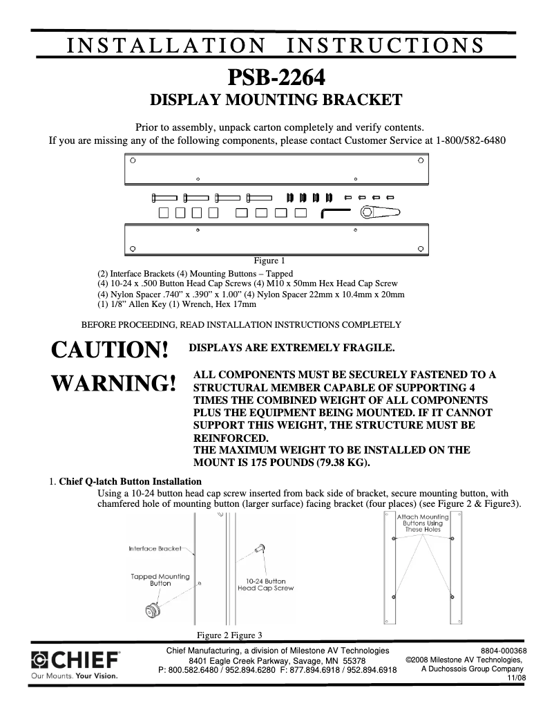 Page n°1 - Manuel utilisateur Chief TPP2264