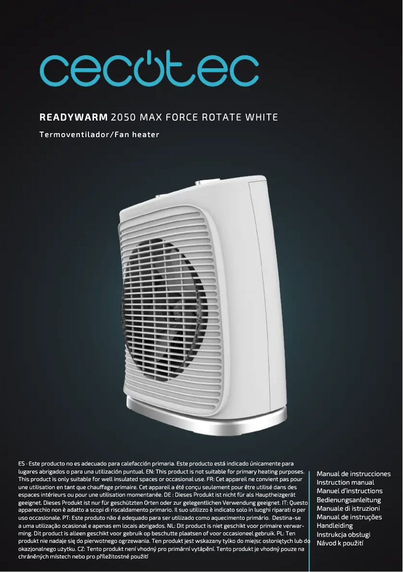 Image de la première page du manuel de l'appareil Termoventilador ReadyWarm 2050 Max Force Rotate