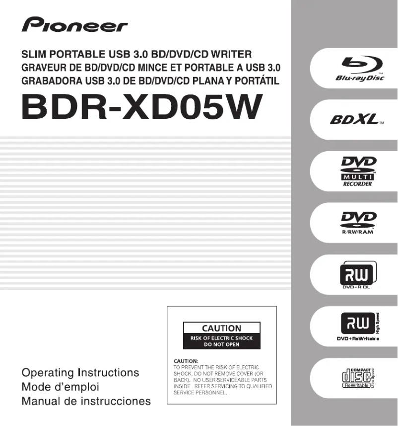 Image de la première page du manuel de l'appareil BDR-XD05W