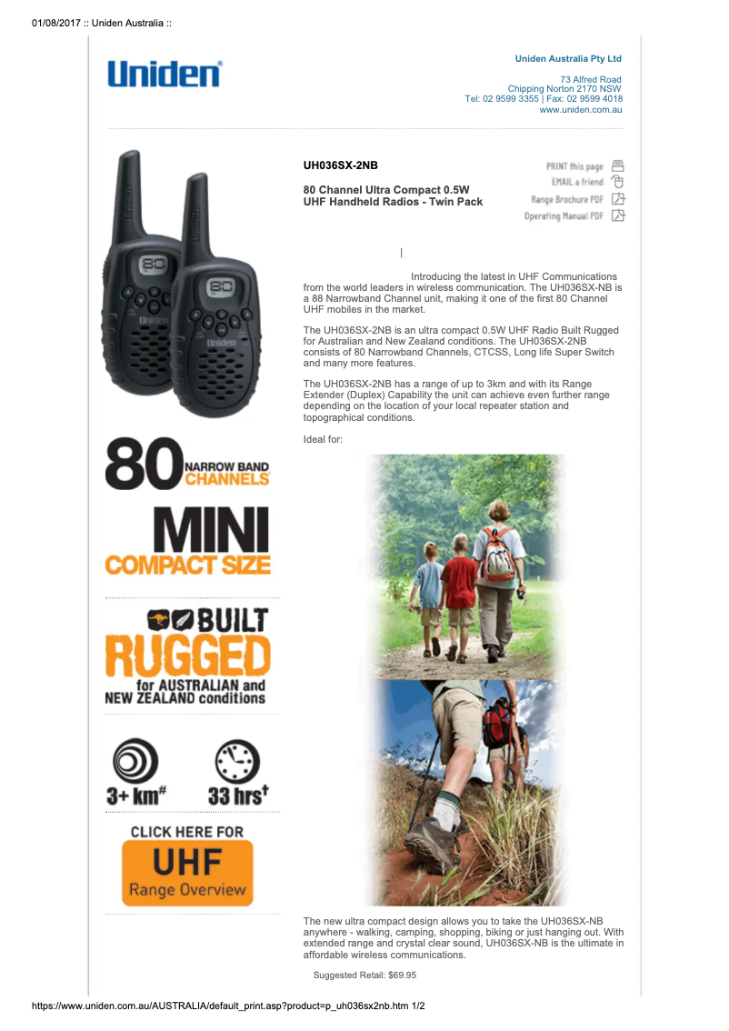 Image de la première page du manuel de l'appareil UH036SX-2NB