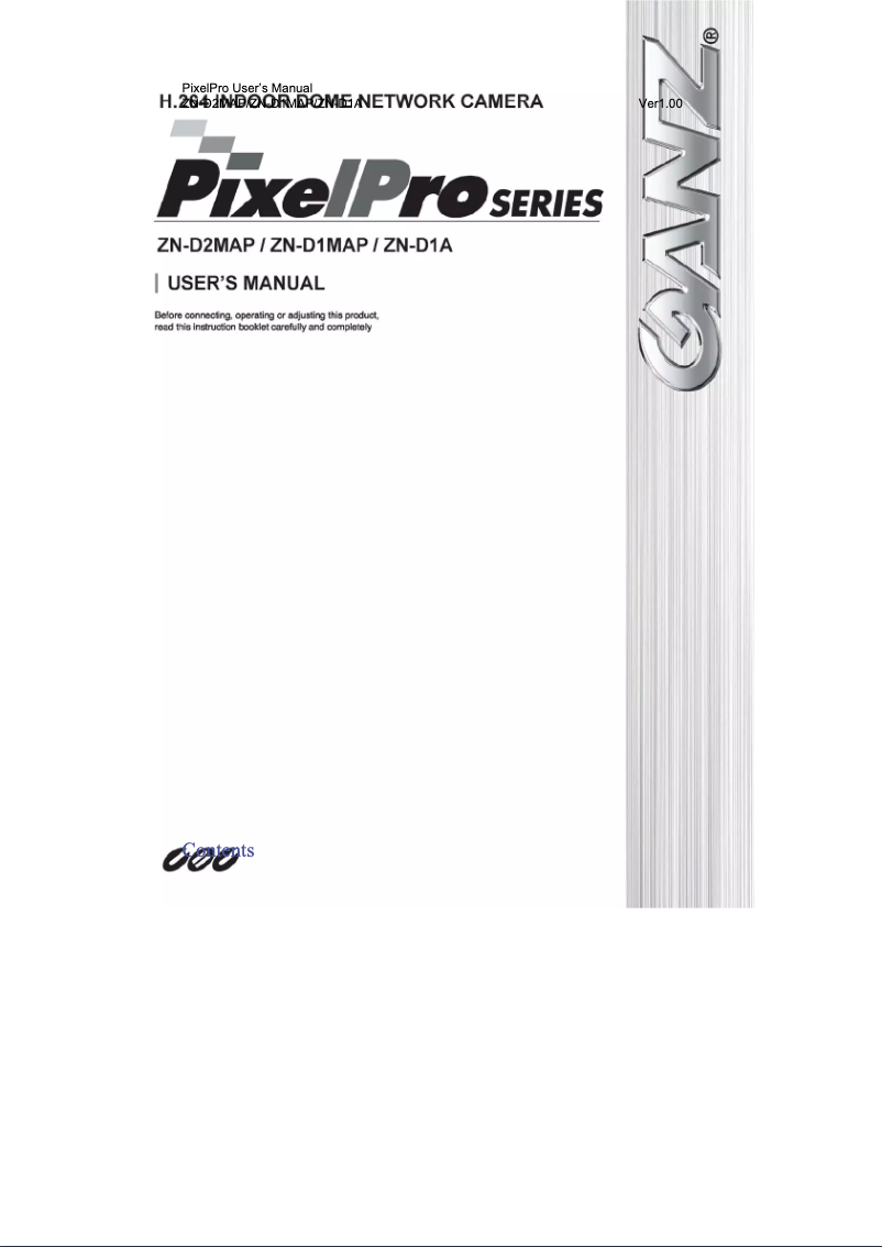 Page 1 de la notice Manuel utilisateur Ganz PixelPro ZN-D1A