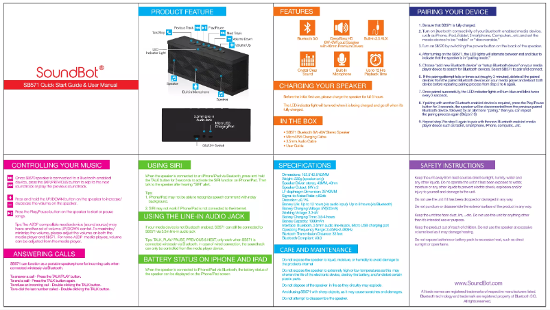 Image de la première page du manuel de l'appareil SB571