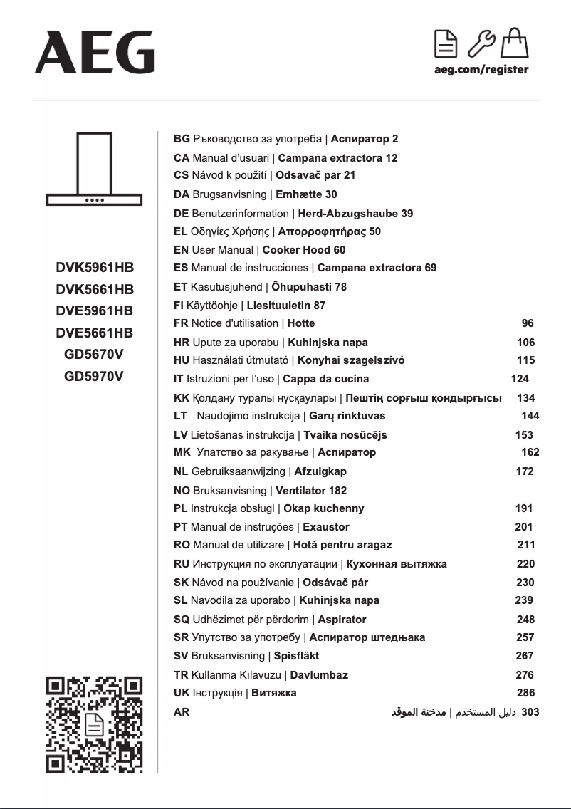 Page n°1 - Manuel utilisateur AEG DVE5961HB