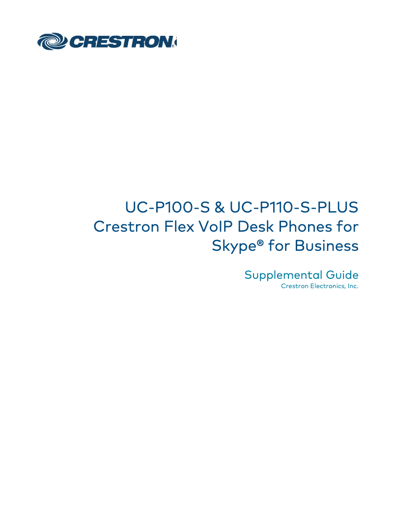 Page 1 de la notice Manuel utilisateur Crestron UC-P110-S