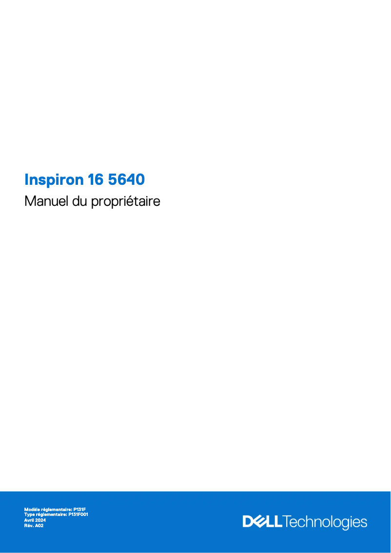 Page 1 de la notice Manuel utilisateur Dell Inspiron 16 5640
