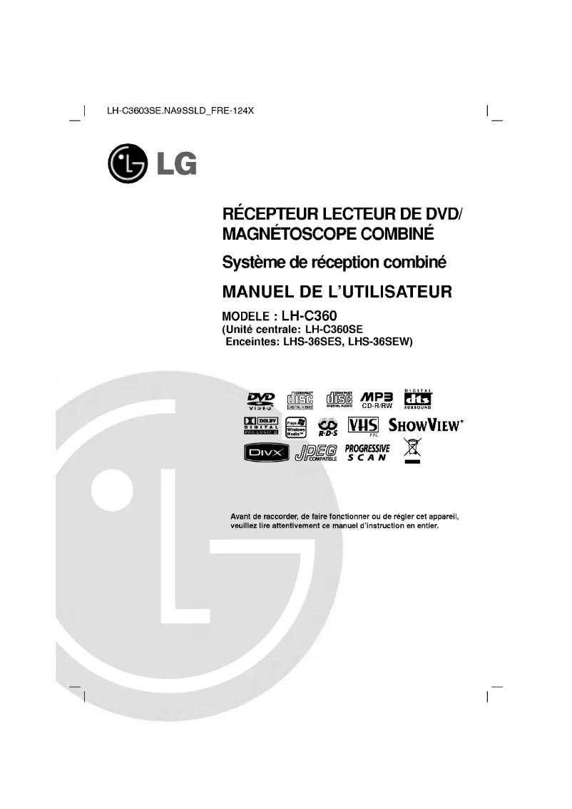 Page 1 de la notice Manuel utilisateur LG LH-C3603SE