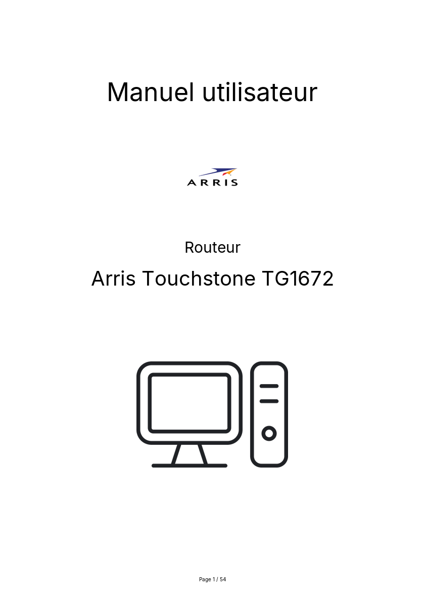 Page n°1 - Manuel utilisateur Arris Touchstone TG1672