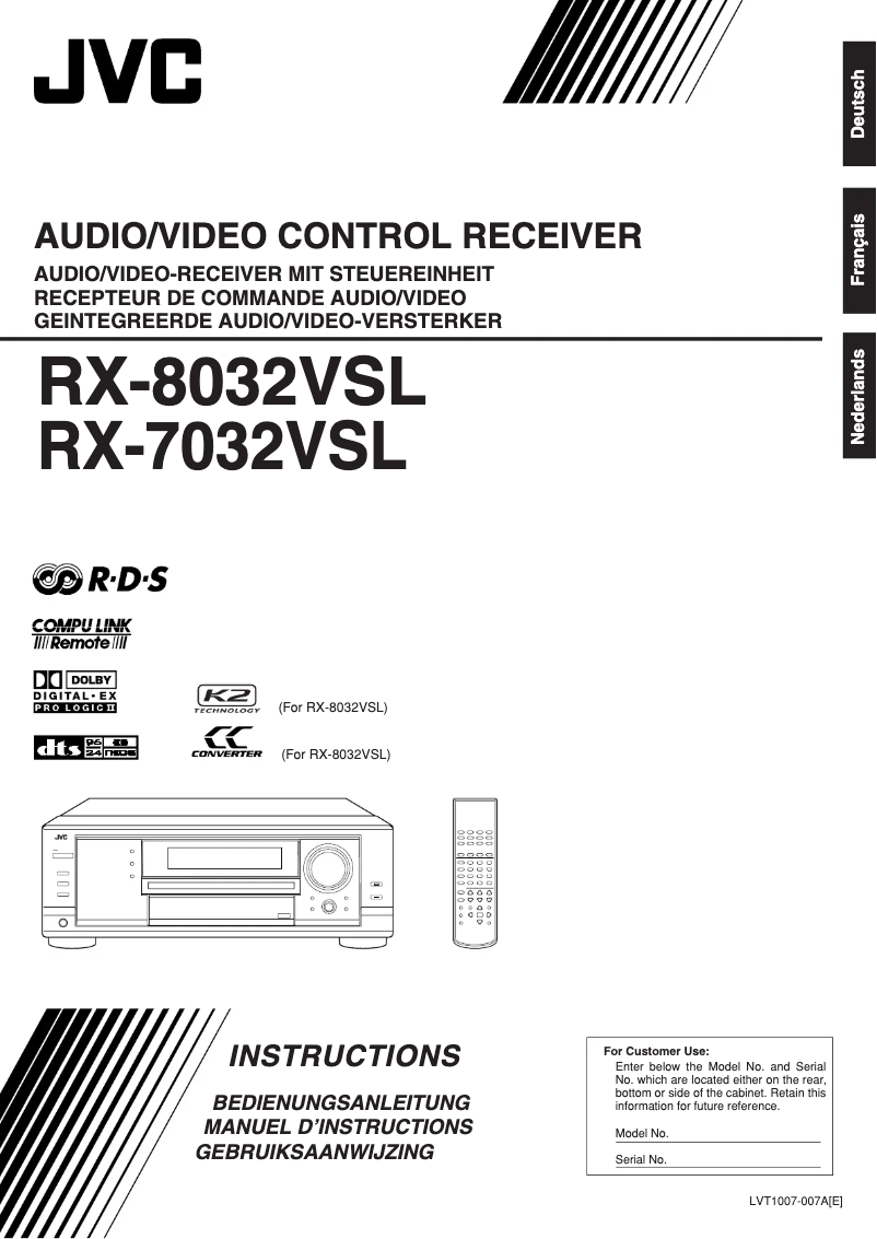 Page n°1 - Manuel utilisateur JVC RX-7032