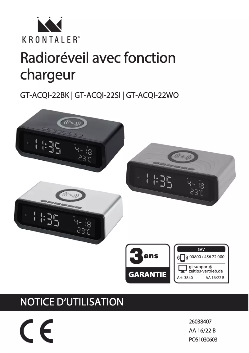 Page n°1 - Manuel utilisateur Krontaler GT-ACQI-22WO