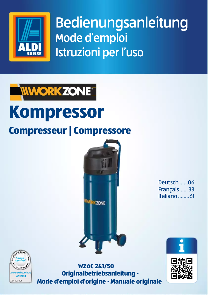 Image de la première page du manuel de l'appareil WZAC 241/50