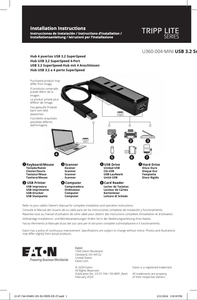 Page n°1 - Manuel utilisateur Tripp Lite U360-004-MINI