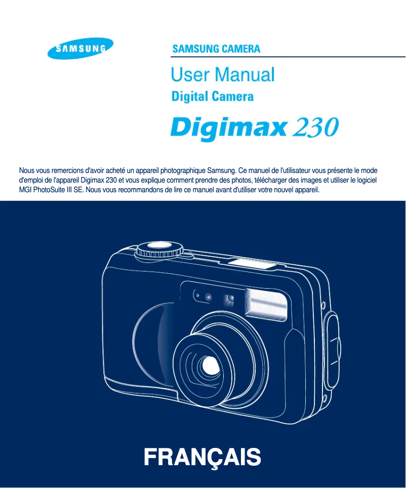Page 1 de la notice Manuel utilisateur Samsung Digimax 230