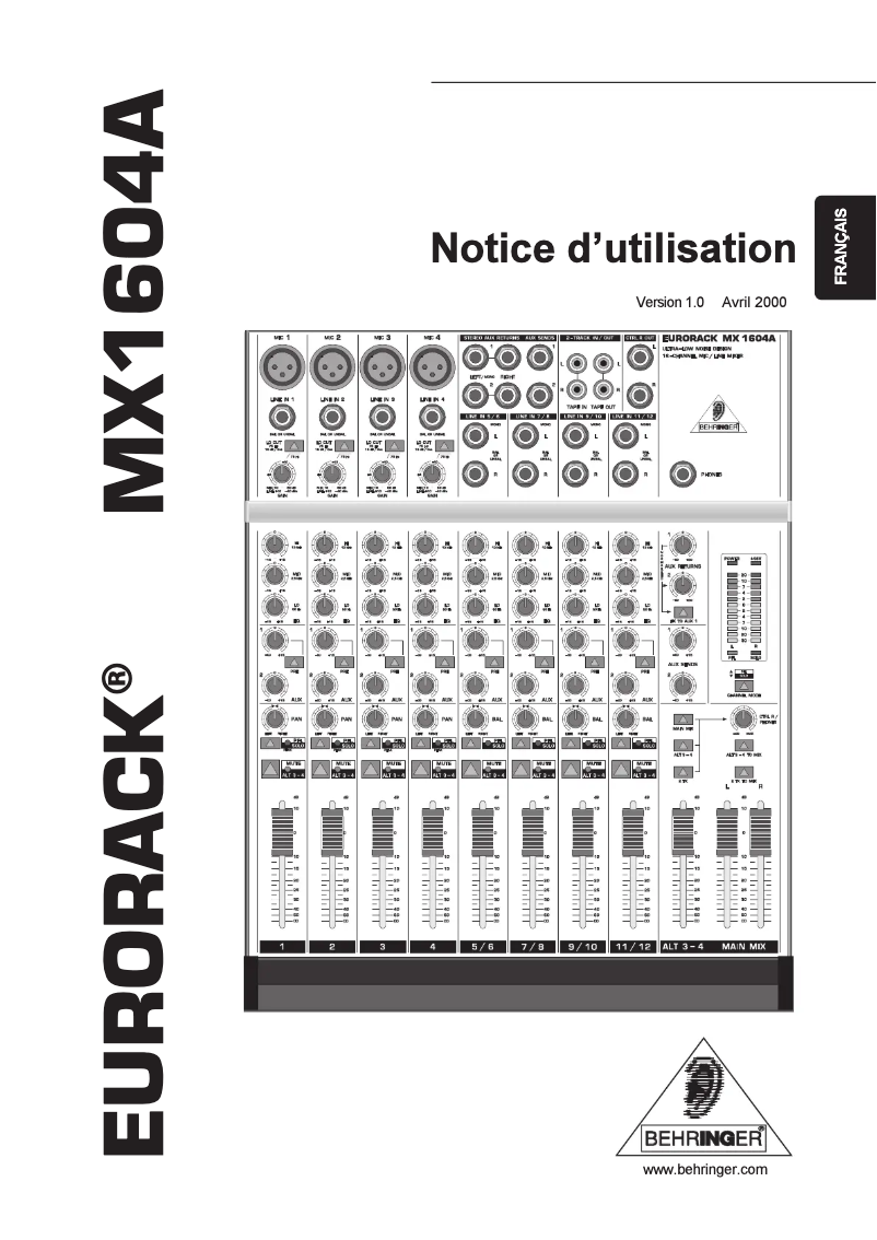 Page 1 de la notice Manuel utilisateur Behringer Eurorack MX1604A