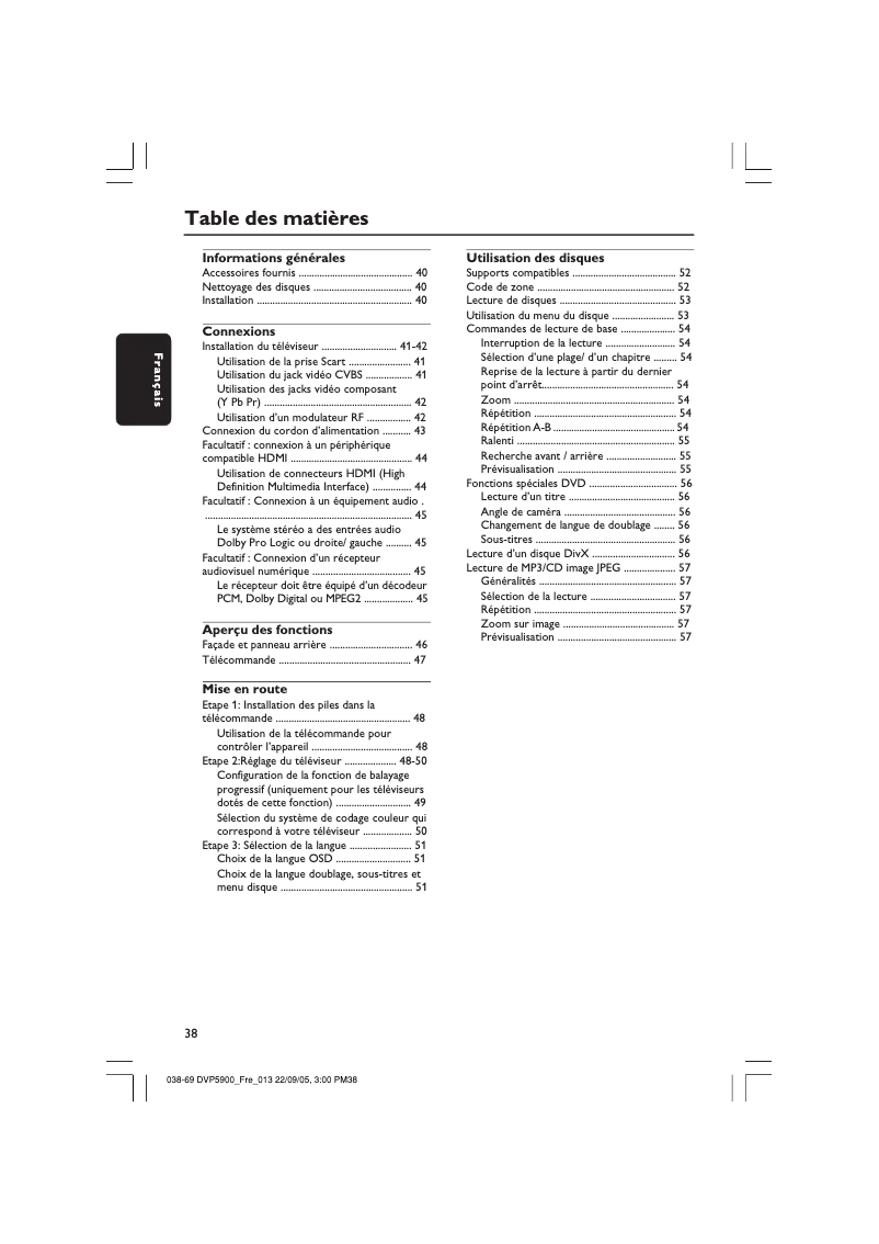Page 1 of the manual User Manual Philips DVP5900
