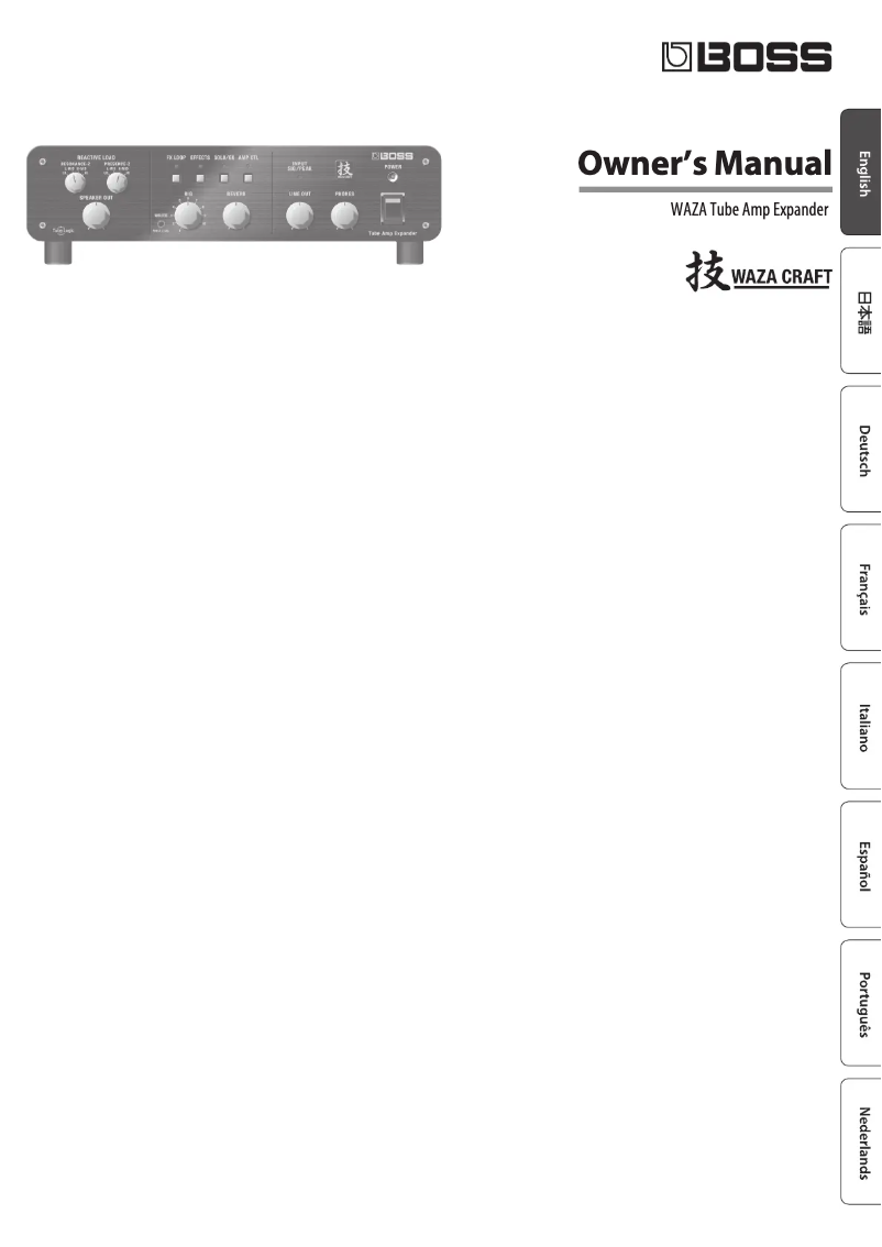 Page 1 de la notice Manuel utilisateur Boss WAZA Tube Amp Expander