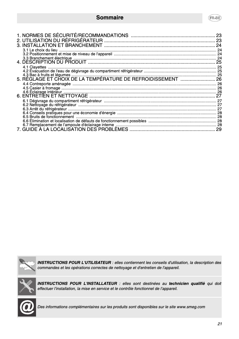 Page n°1 - Manuel utilisateur Smeg FAB10BRR