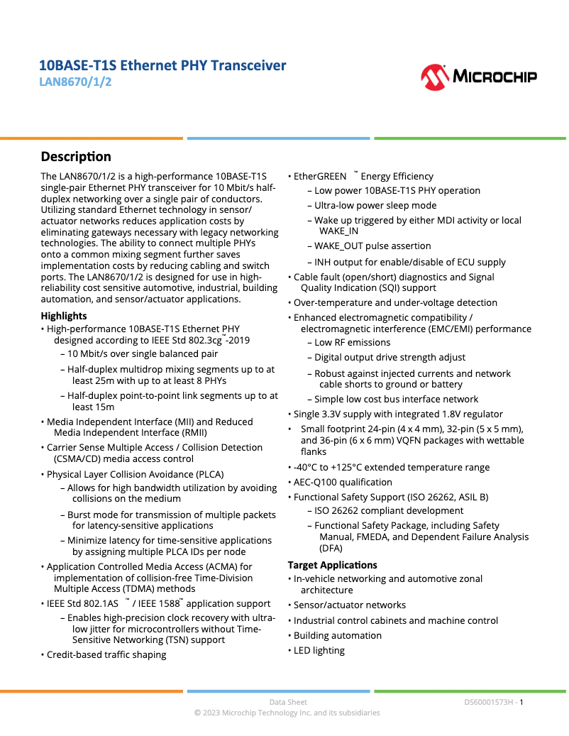 Image de la première page du manuel de l'appareil LAN8670