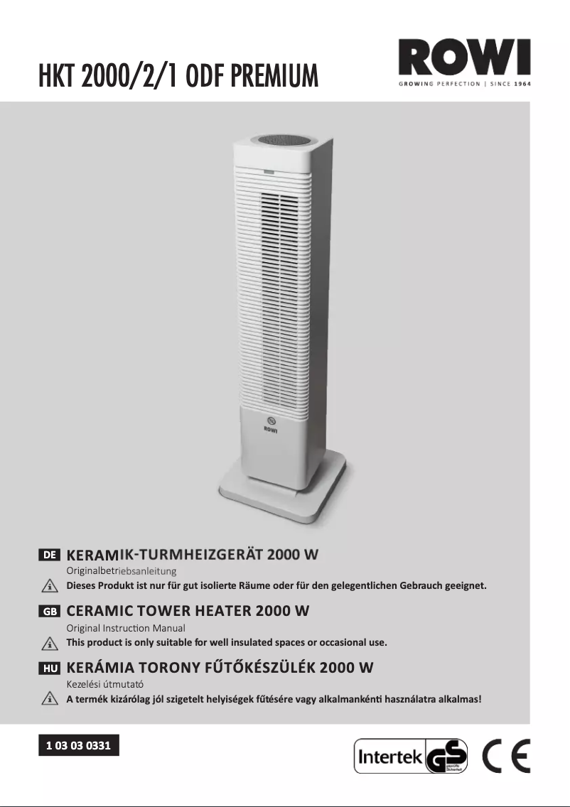 Page 1 de la notice Manuel utilisateur Rowi HKT 2000/2/1 ODF Premium