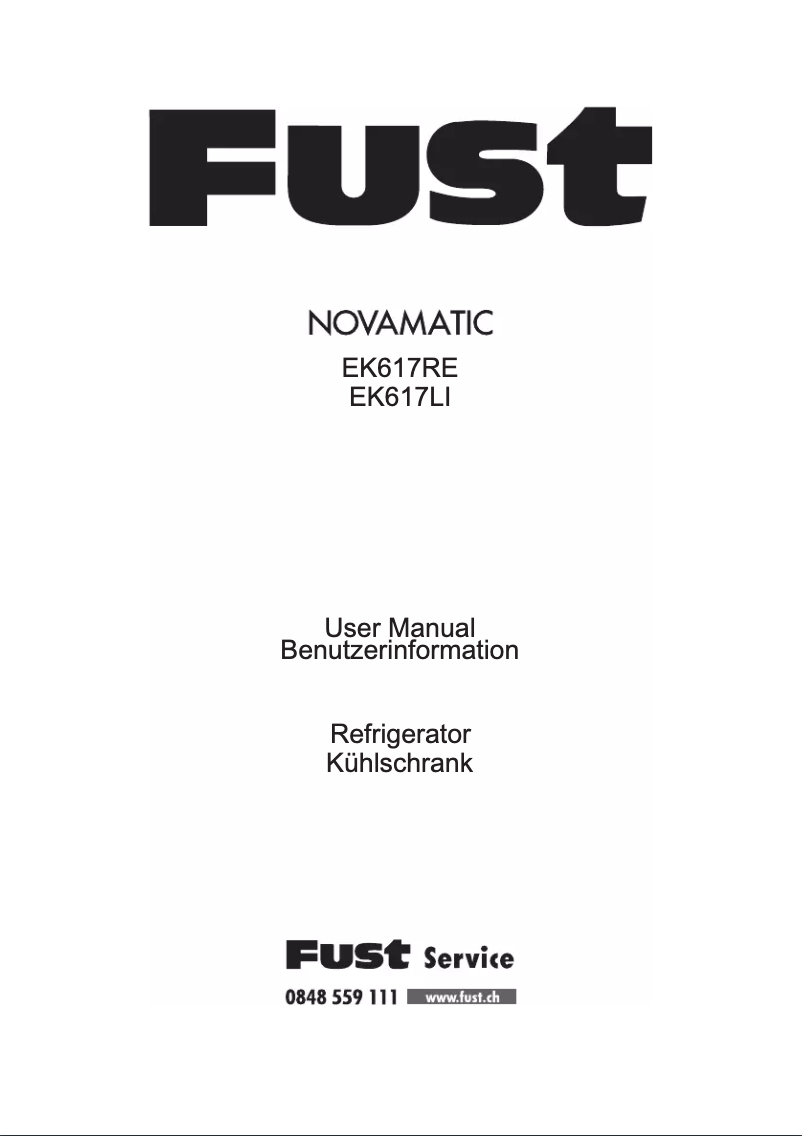 Page n°1 - Manuel utilisateur Novamatic EK 617RE