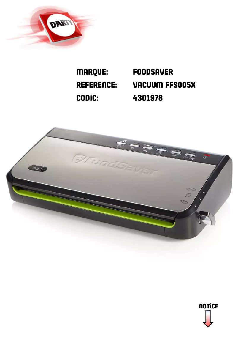 Page n°1 - Manuel utilisateur FoodSaver FFS005x