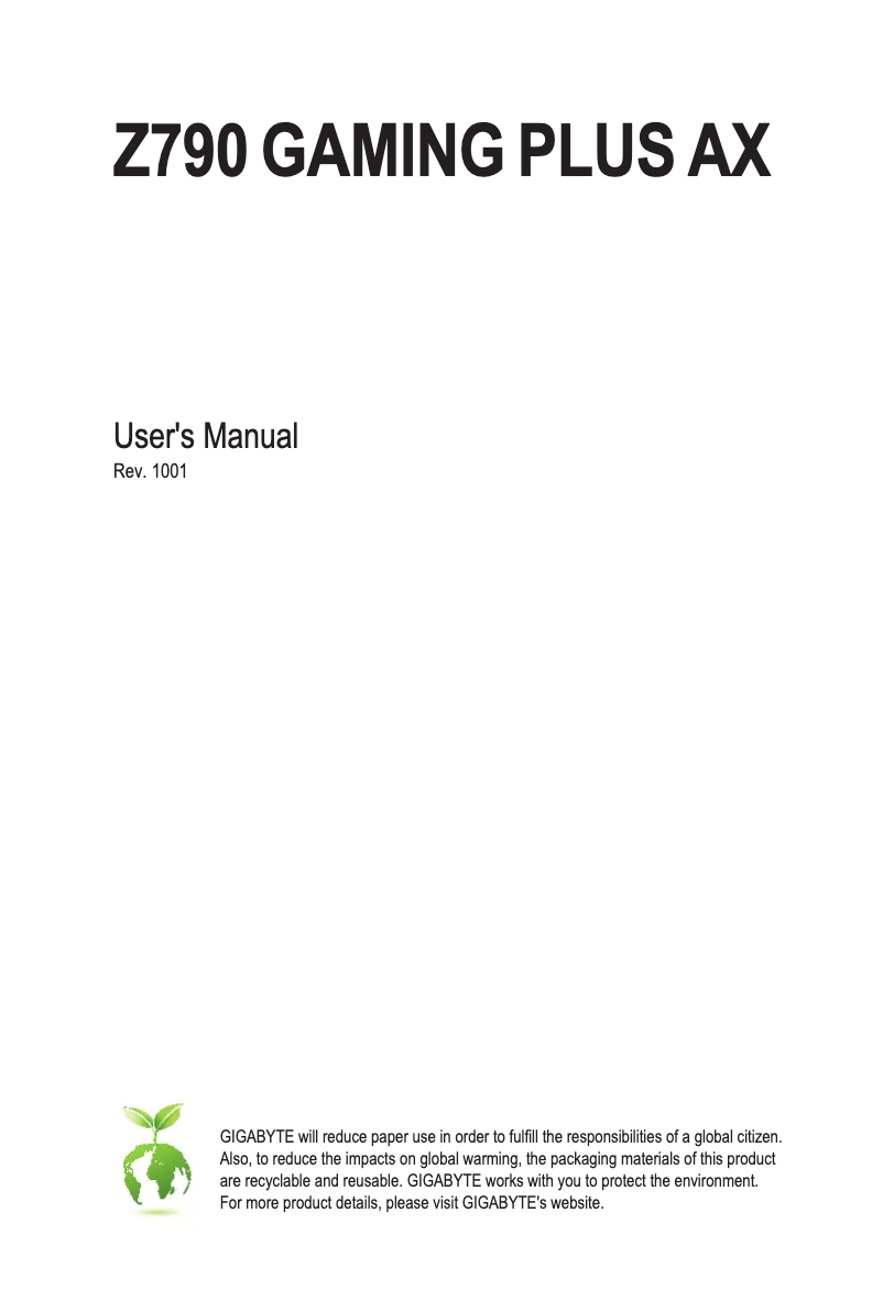 Imagen de la primera página del manual del dispositivo Z790 Gaming Plus AX