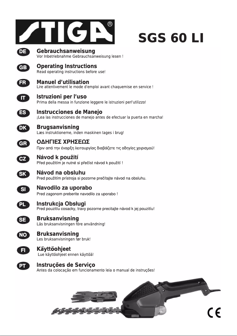 Page 1 de la notice Manuel utilisateur Stiga SGS 60 Li