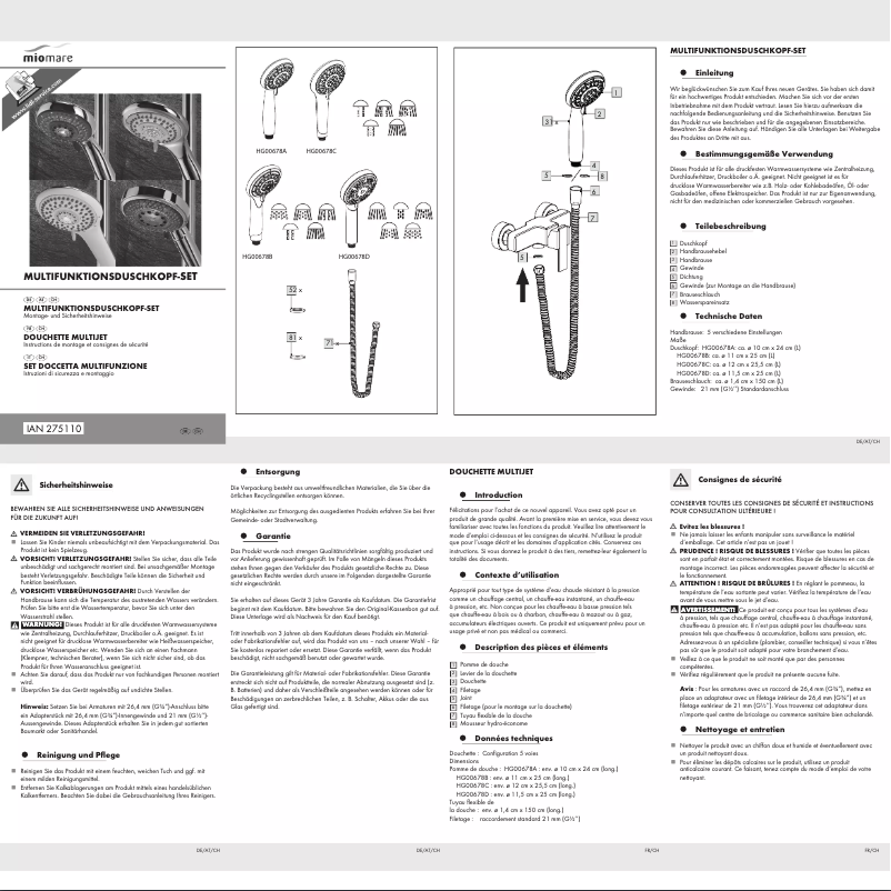 Image de la première page du manuel de l'appareil IAN 275110