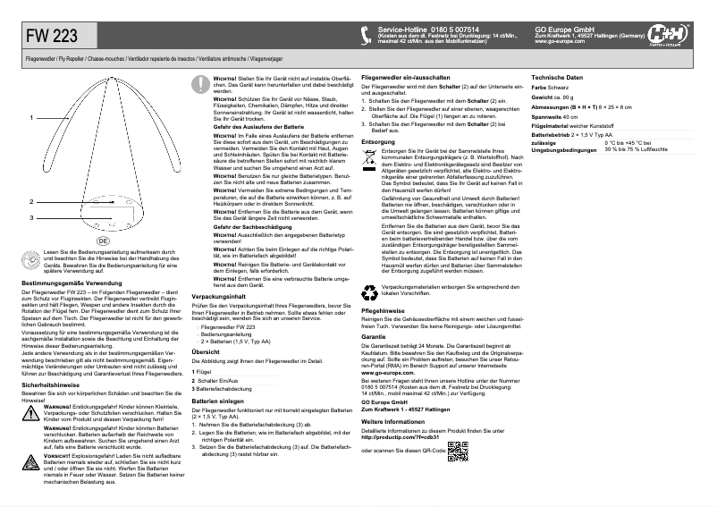 Image de la première page du manuel de l'appareil FW 223
