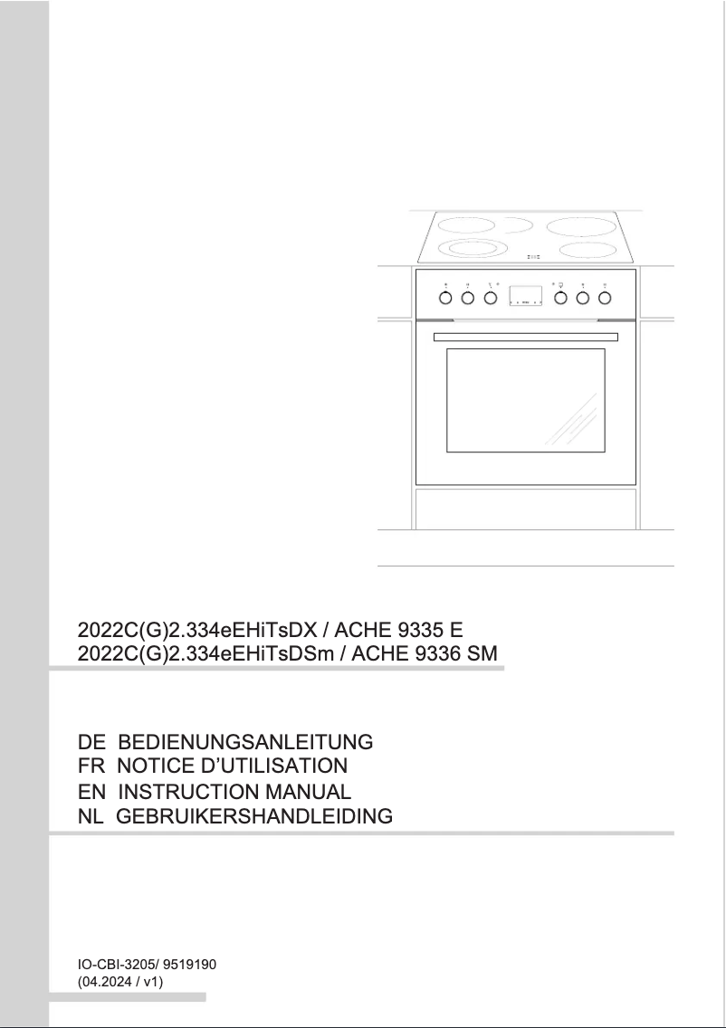 Page n°1 - Manuel utilisateur Amica ACHE 9335 E