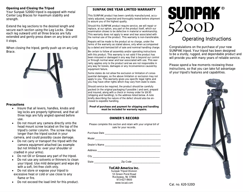 Imagen de la primera página del manual del dispositivo 5200D