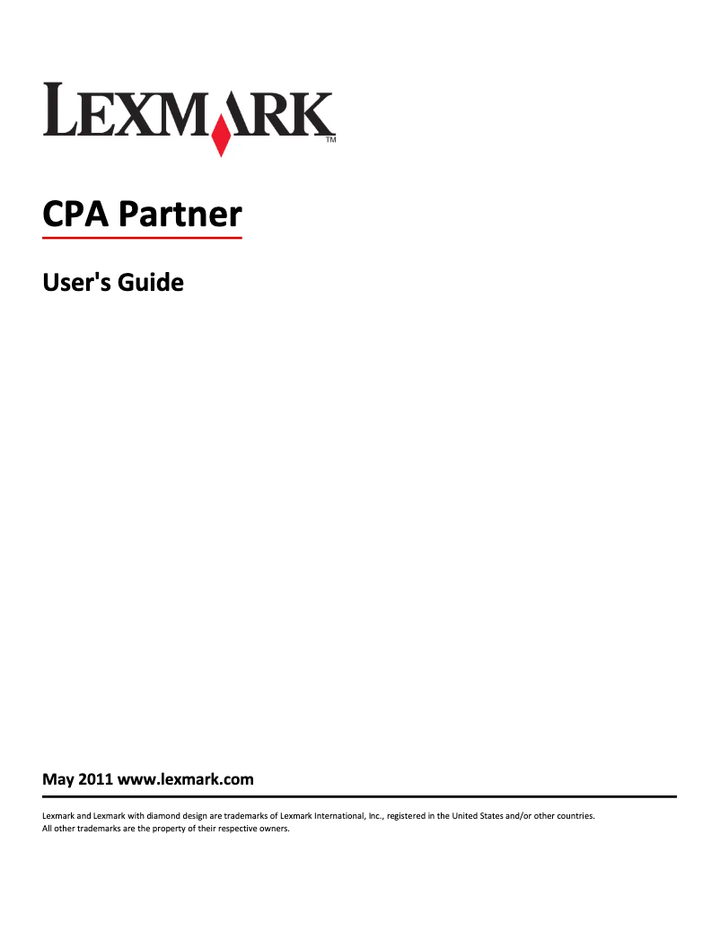 Page 1 de la notice Manuel utilisateur Lexmark CPA Partner