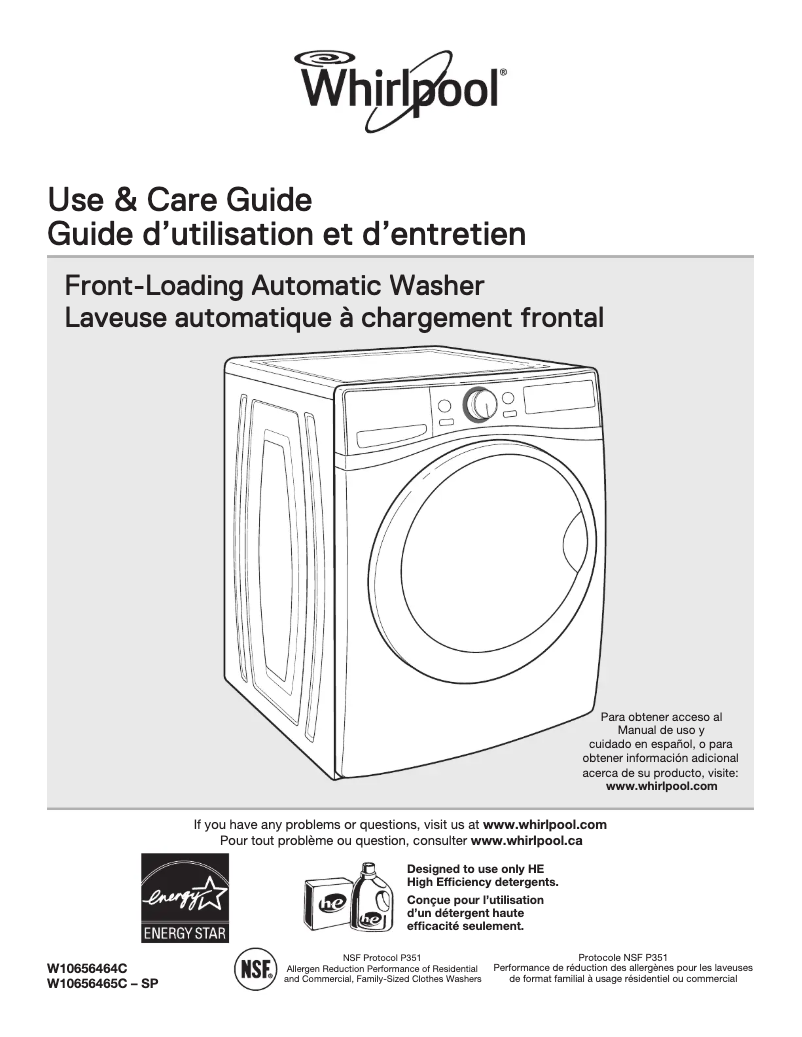 Page 1 de la notice Manuel utilisateur Whirlpool WFW97HEDW