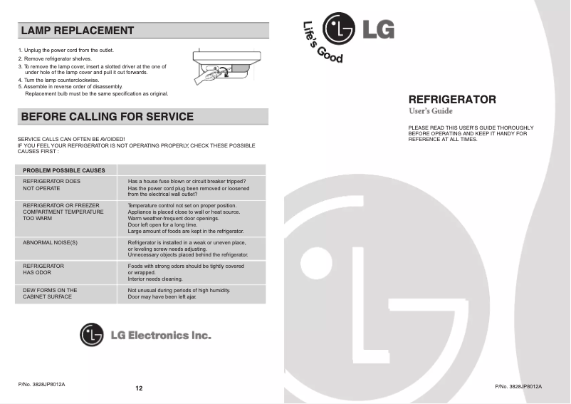 Page 1 de la notice Manuel utilisateur LG GN-241RLS