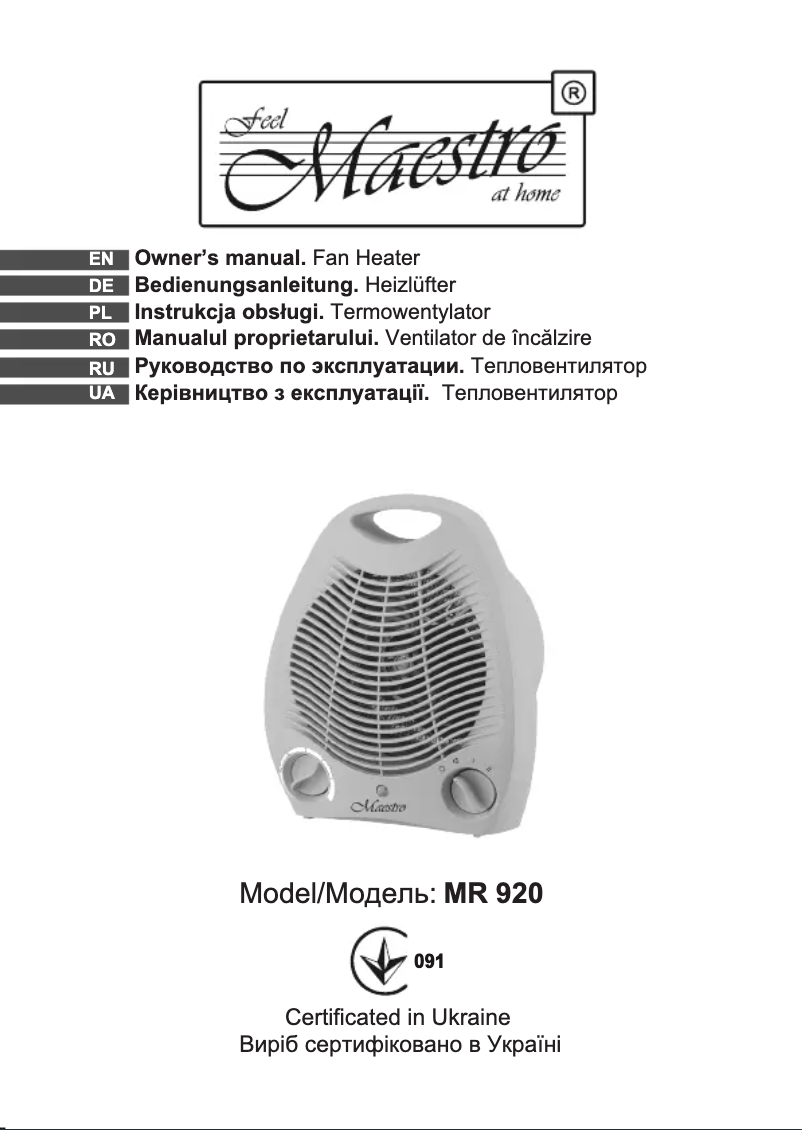 Page n°1 - Manuel utilisateur Maestro MR920
