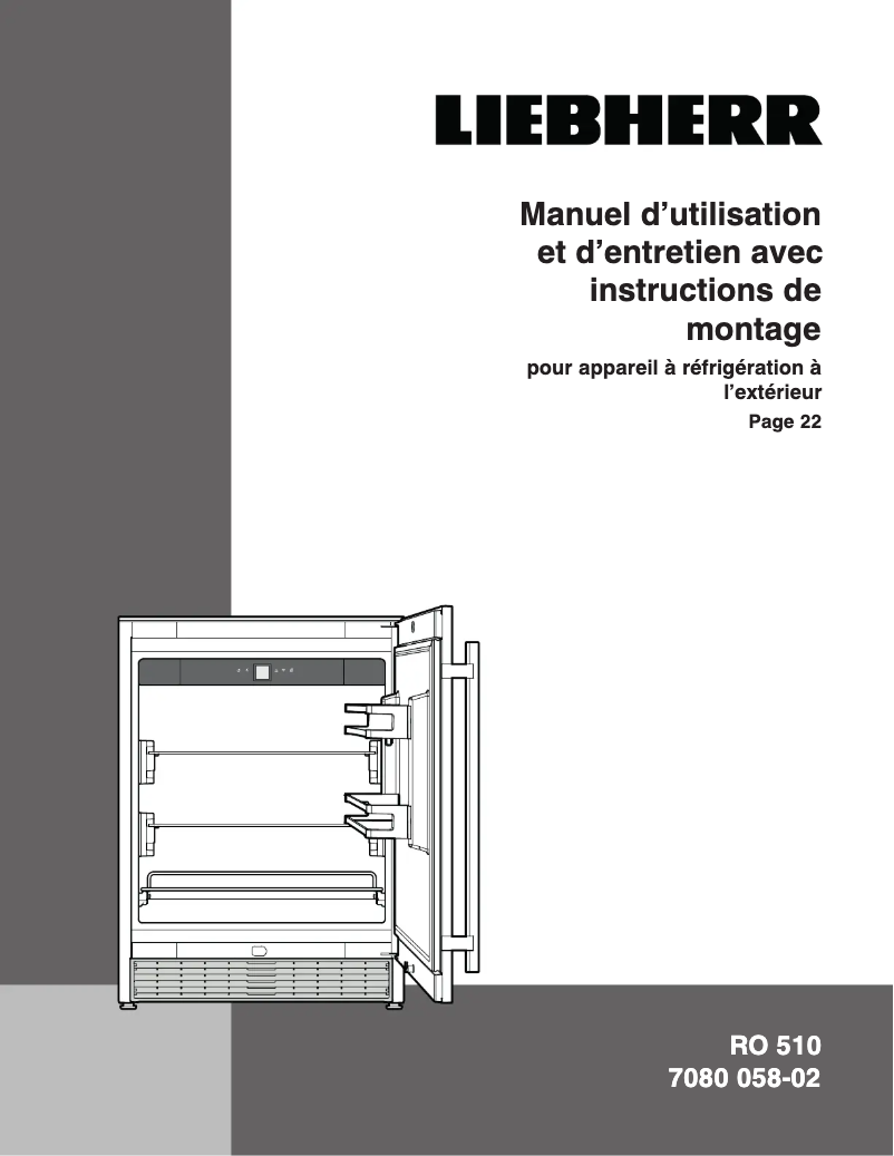 Page 1 de la notice Manuel utilisateur Liebherr RO510
