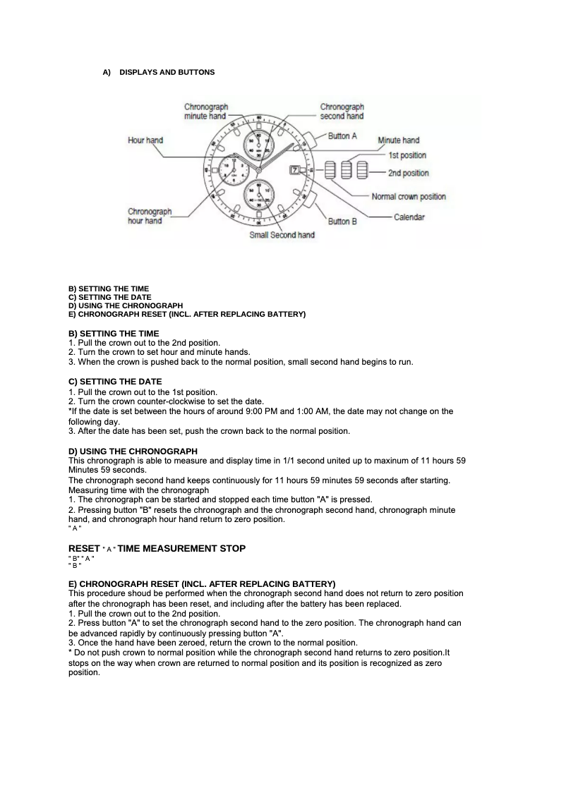 Page 1 de la notice Manuel utilisateur Daniel Steiger Alphagraph Chrono