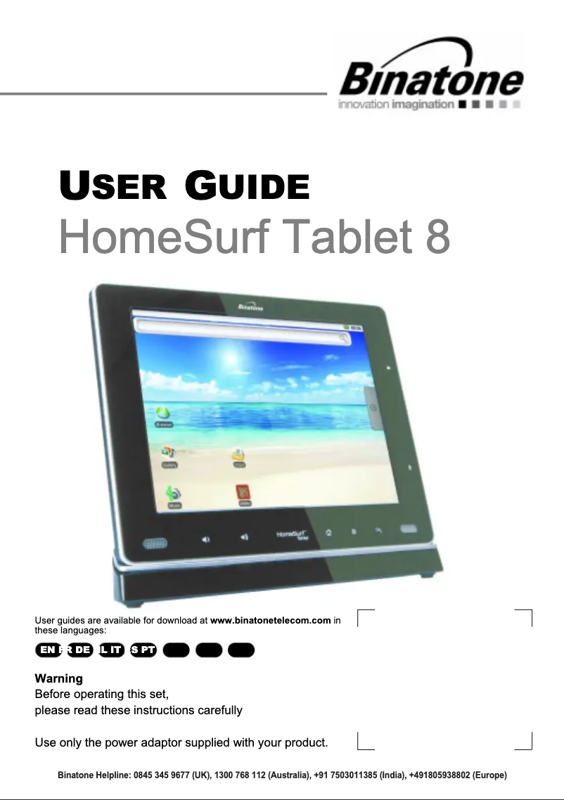 Página 1 del manual Manual de usuario Binatone HomeSurf 8