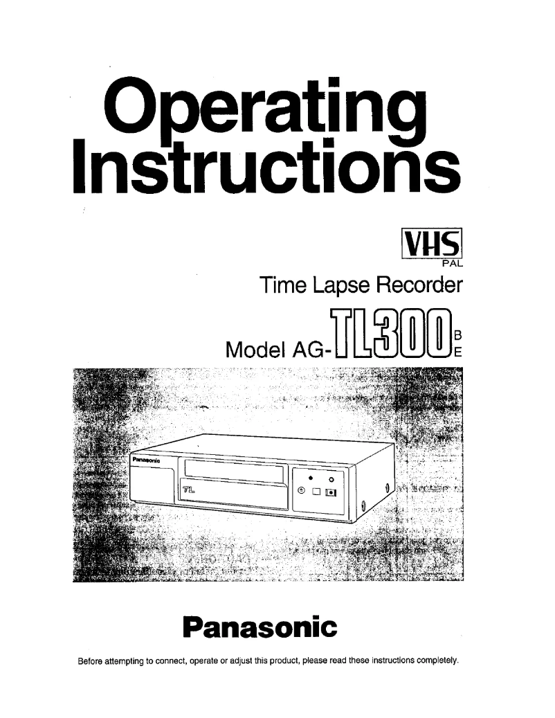 Page 1 de la notice Manuel utilisateur Panasonic AG-TL300B