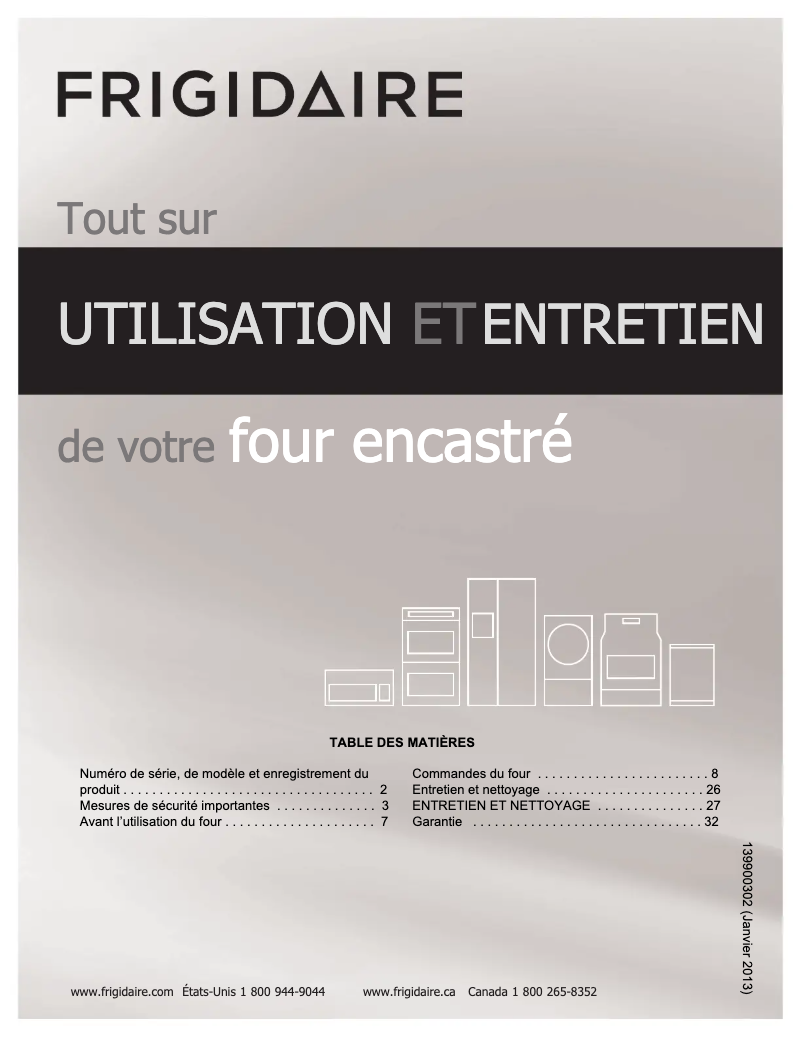 Page 1 de la notice Manuel utilisateur Frigidaire FGET3065PF