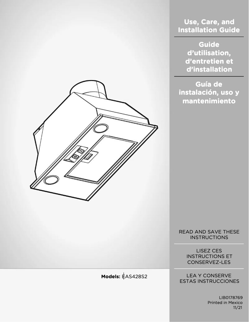 Page 1 de la notice Guide d'installation Elica Asti 2 EAS428S2