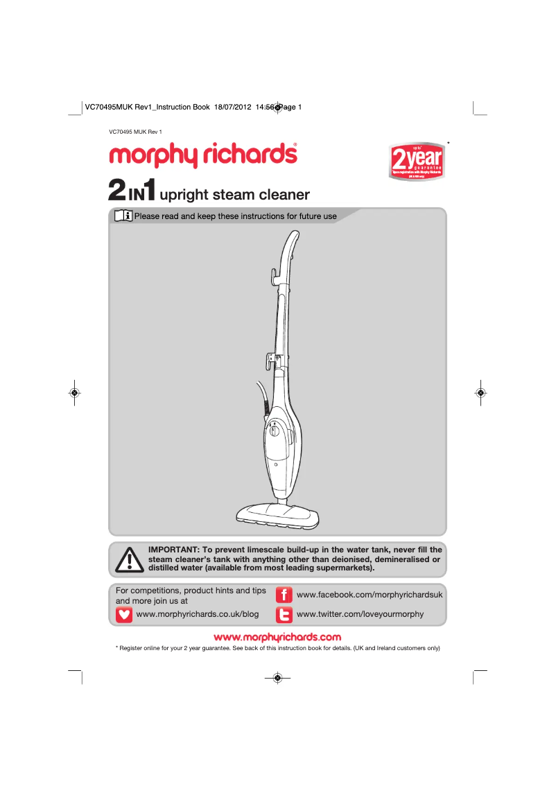 Page 1 de la notice Manuel utilisateur Morphy Richards 70495