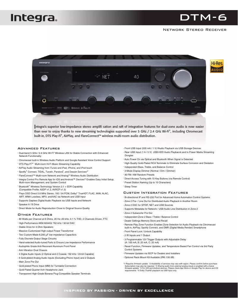 Page n°1 - Fiche technique Integra DTM 7